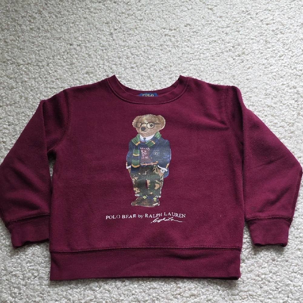 Polo by Ralph Lauren Kids Maroon Sweatshirt with Bear Design